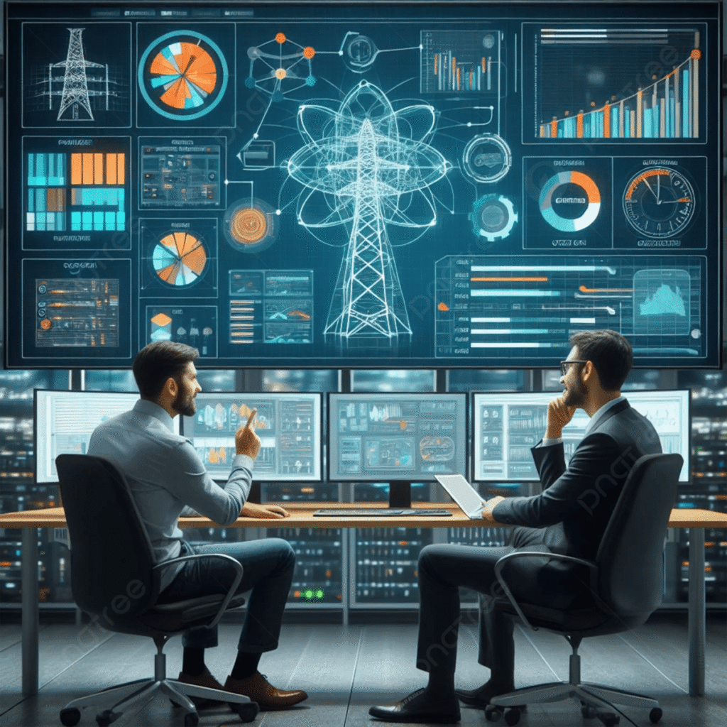 pngtree ai generated business people working in modern office with hologram screens picture image 15440181